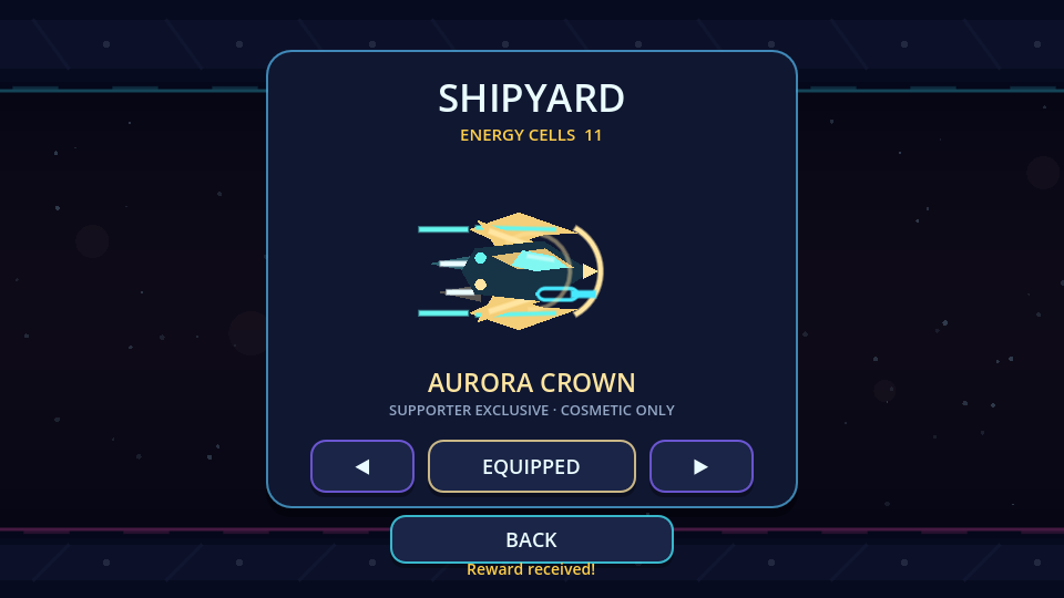 Aurora Crown cosmetic ship in the SkyHopper shipyard
